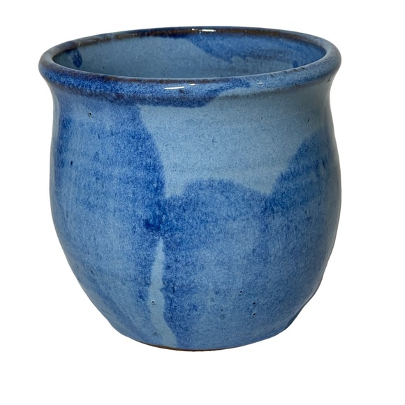Vintage Signed Drip Glaze Hand Thrown Pottery Art Bowl Cup Blue MCM - Picture 1 of 7